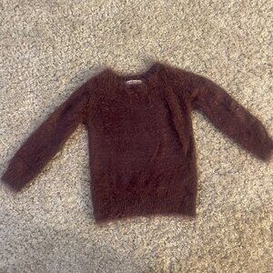 Woven Heart Fuzzy Eyelash Knit Sweater XS (Runs Very Small)